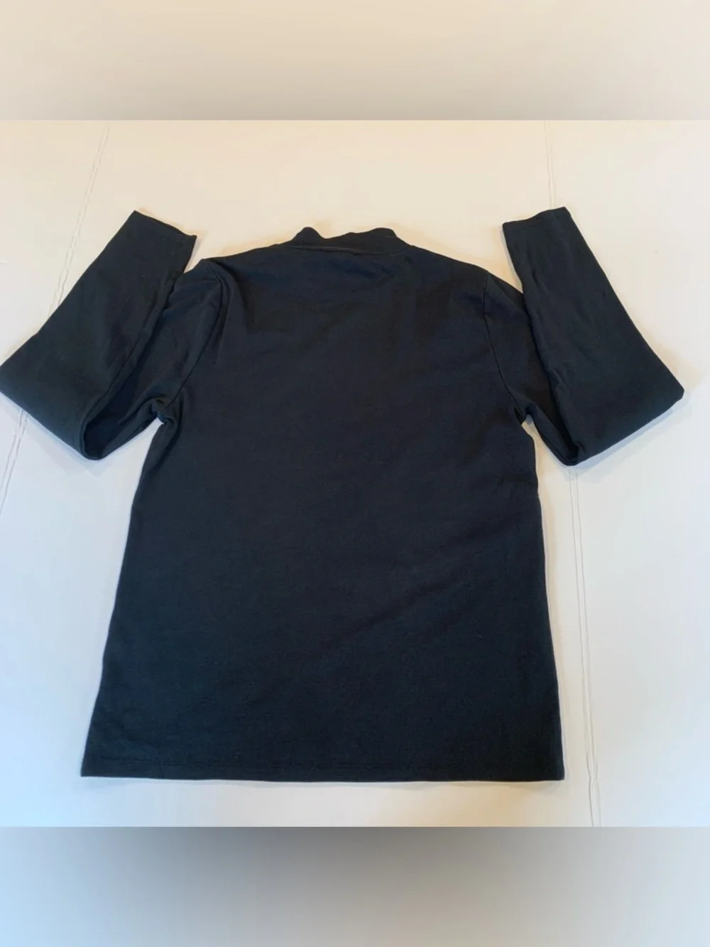J. Crew Women’s XL Extra Large Black Long Sleeve Mock Neck Top with Gold Buttons
